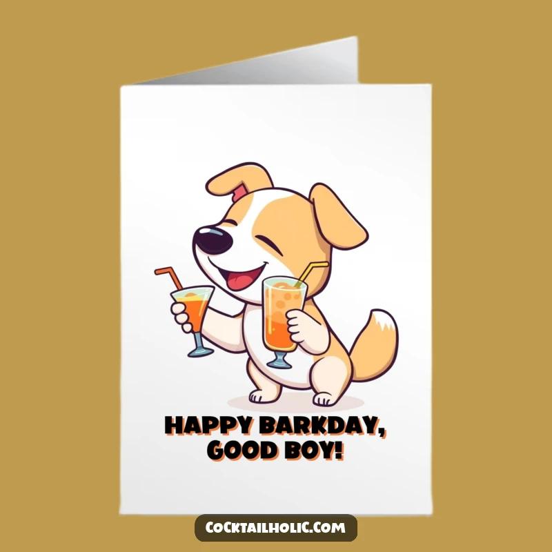 Free Printable Dog Birthday Card: Tail-Wagging Fun & Cocktail Cheers for a Paw-some Day!