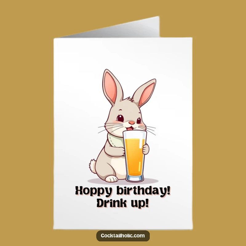 Free Printable Birthday Card: Bunny Tall Drink - Cute & Funny Downloadable