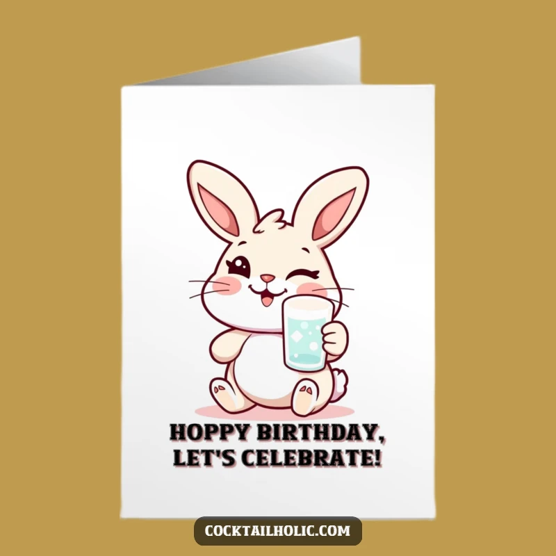 Free Printable Rabbit Birthday Card: Winking Cheers Downloadable Fun