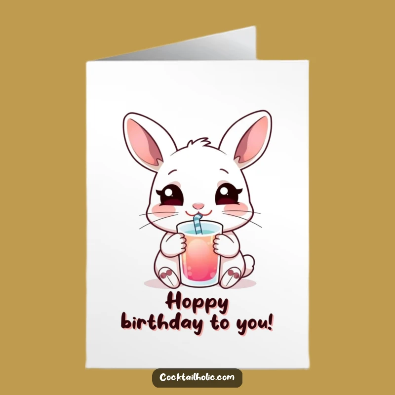 Free Printable Rabbit Birthday Card: Chill Sips Downloadable Gift