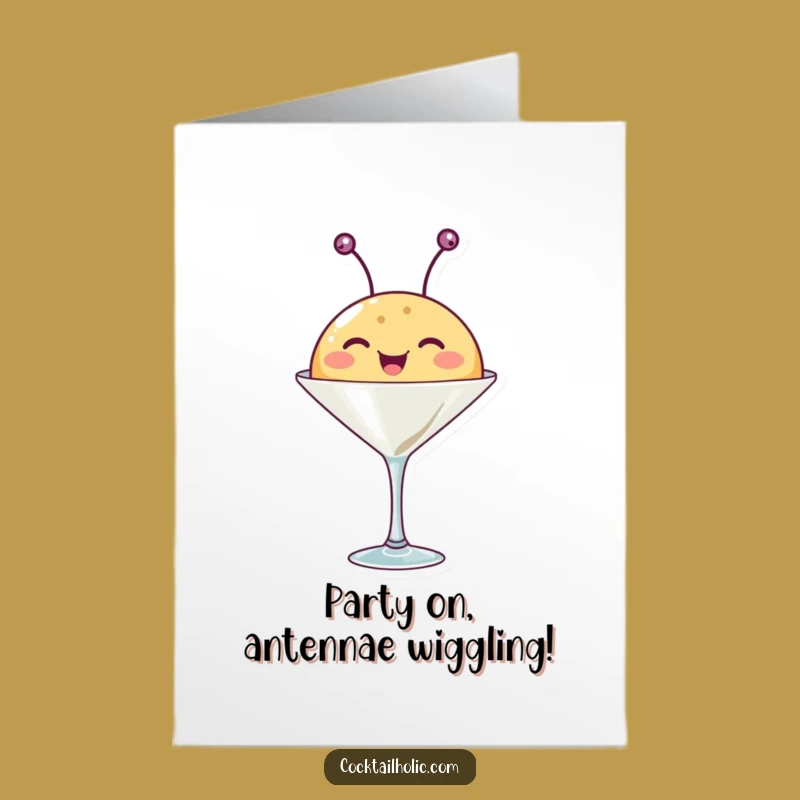 Free Printable Birthday Card: Funny Martini Creature Laugh Downloadable Gift