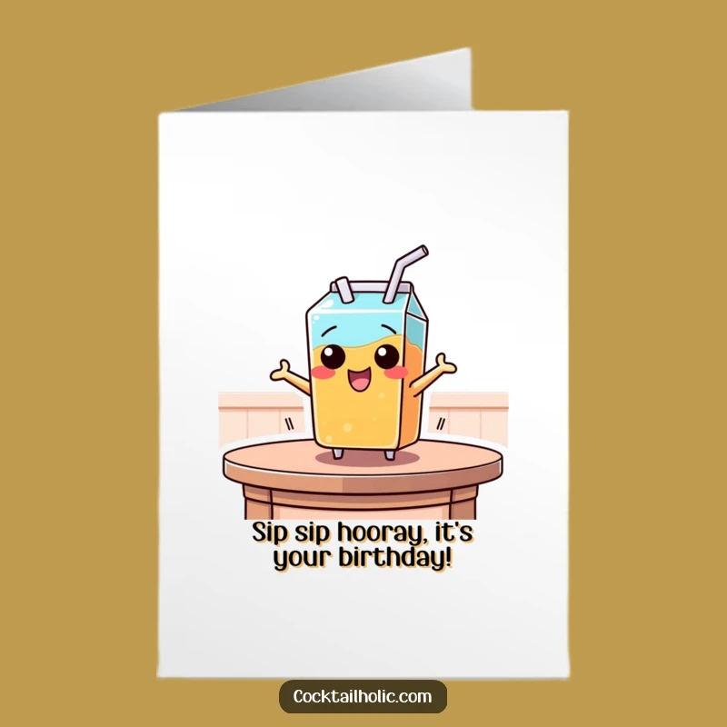 Free Printable Birthday Card: Funny Juice Box Leap - Humorous DIY Downloadable Gift