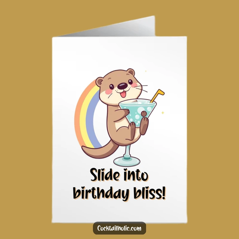 Free Printable Otter Birthday Card: Funniest Rainbow Sliding Downloadable Gift!