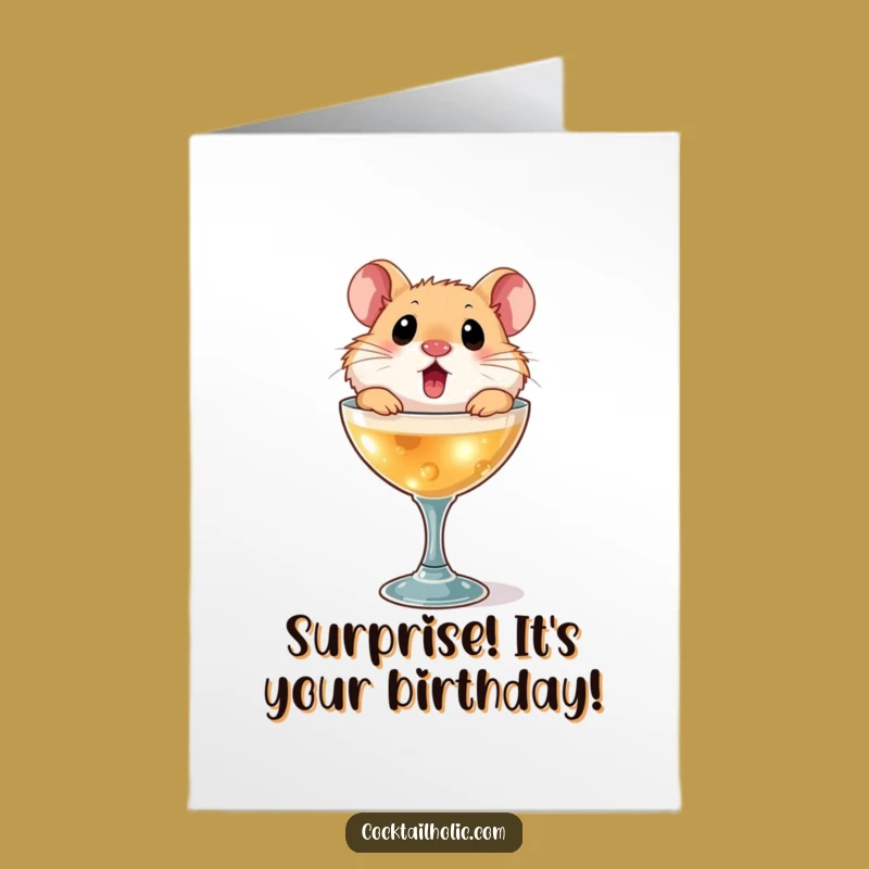 Free Printable Birthday Card: Hamster in Cocktail Glass Funny Downloadable Gift