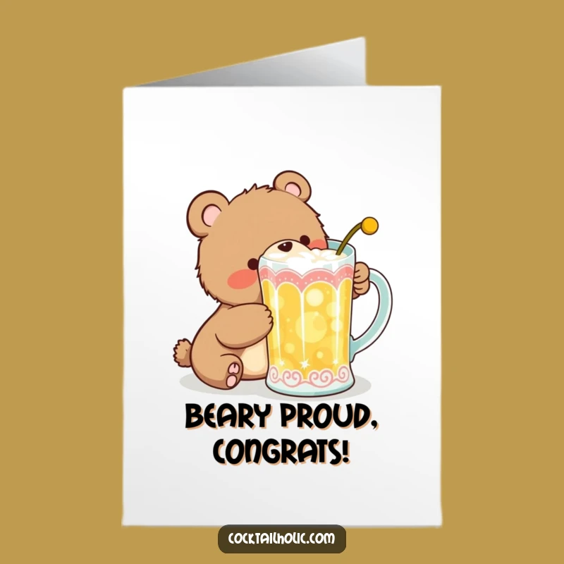 Mischievous Free Printable Congrats Card: Bear Cub Cheers Your Success!