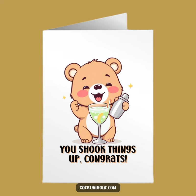 Free Printable Bear Cocktail Shaker Congratulations Card - Funny Downloadable Card