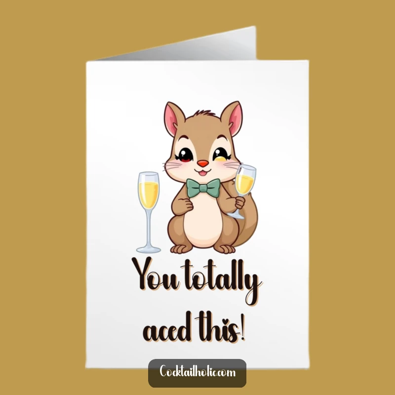 Free Printable Cheers to You Card: Funny Squirrel Celebrates Your Success!