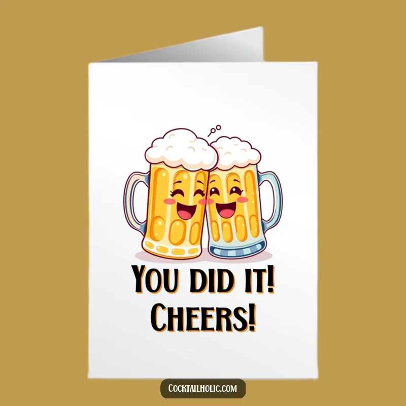 Free Printable Congrats Card: Funny Beer Mug High-Five - Humorous DIY Downloadable Gift