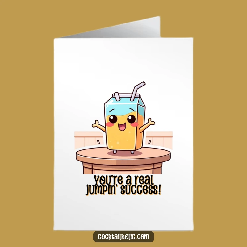 Free Printable Congrats Card: Funny Juice Box Leap - Humorous DIY Downloadable Gift