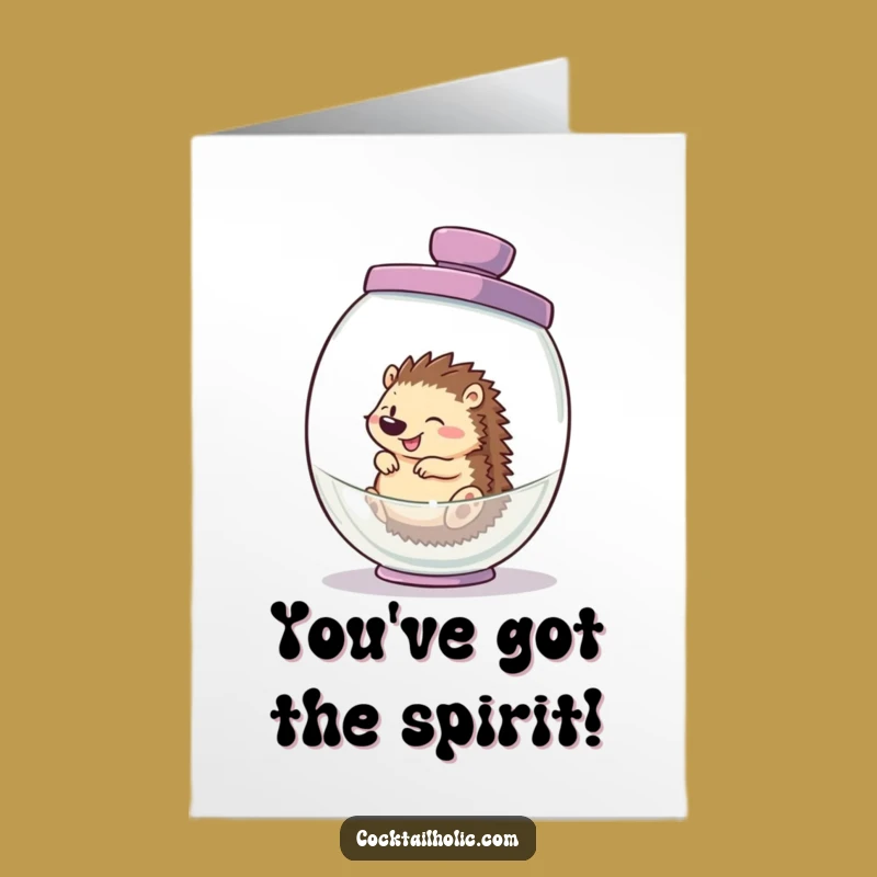 Free Printable Congrats Card: Giggling Hedgehog Cocktail Shaker Funny Downloadable Gift