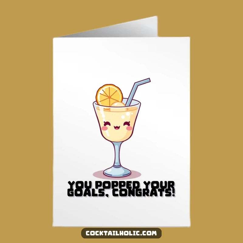 Free Printable Congrats Card: Kawaii Cocktail Bubble Triumph - Downloadable Gift