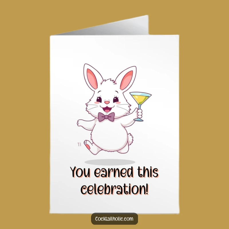 Free Printable Congrats Card: Martini Bunny Funny Downloadable Greeting