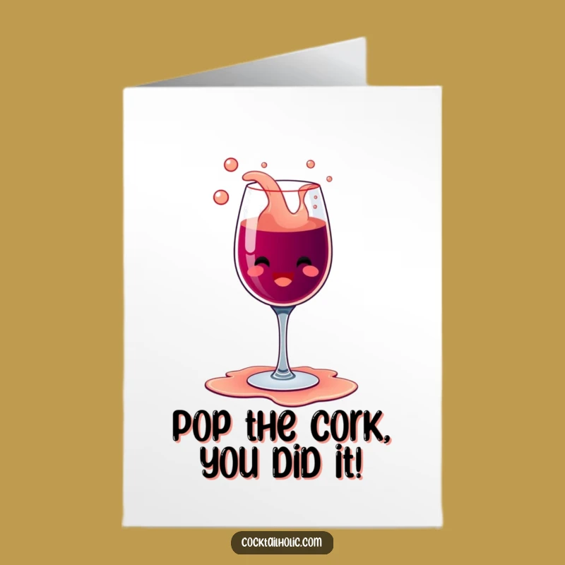 Free Printable Congrats Card: Overflowing Wine Glass, Humorous Downloadable Gift