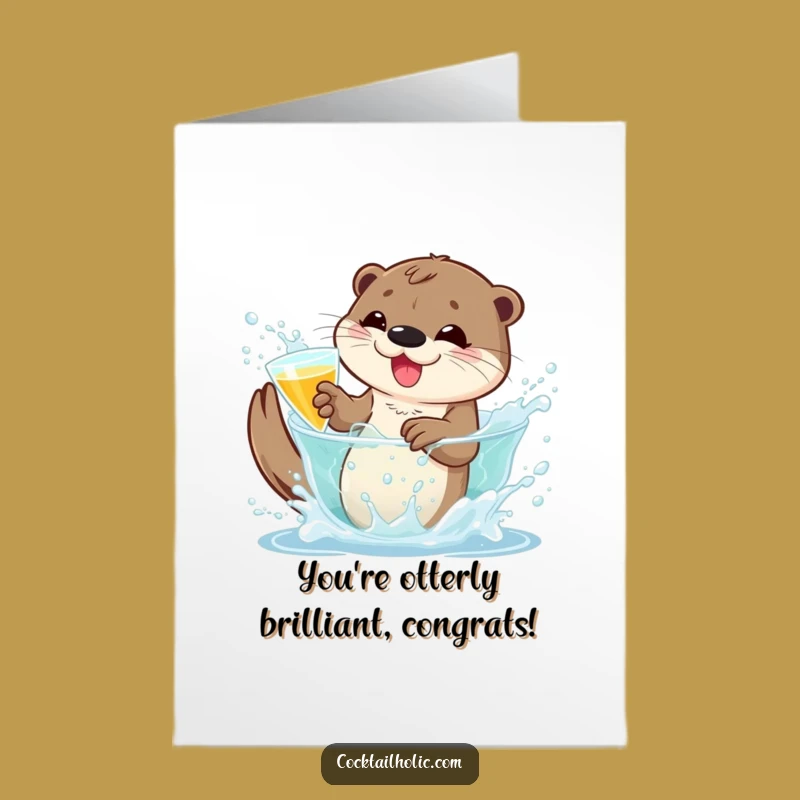 Free Printable Otter Congrats Card: Splashy Cheers Downloadable Joy