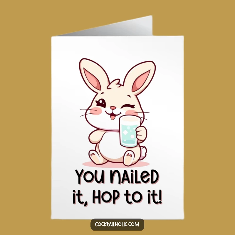 Free Printable Rabbit Congrats Card: Winking Cheers Downloadable Celebration