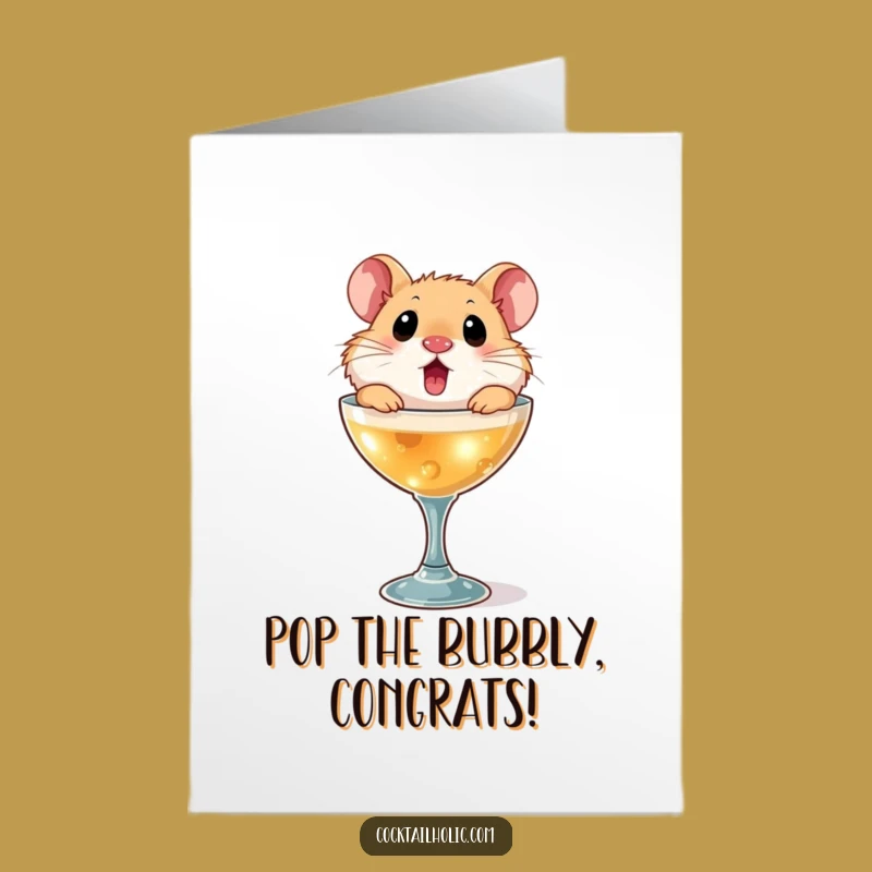 Free Printable Congrats Card: Hamster Cocktail Glass Funny Downloadable Gift