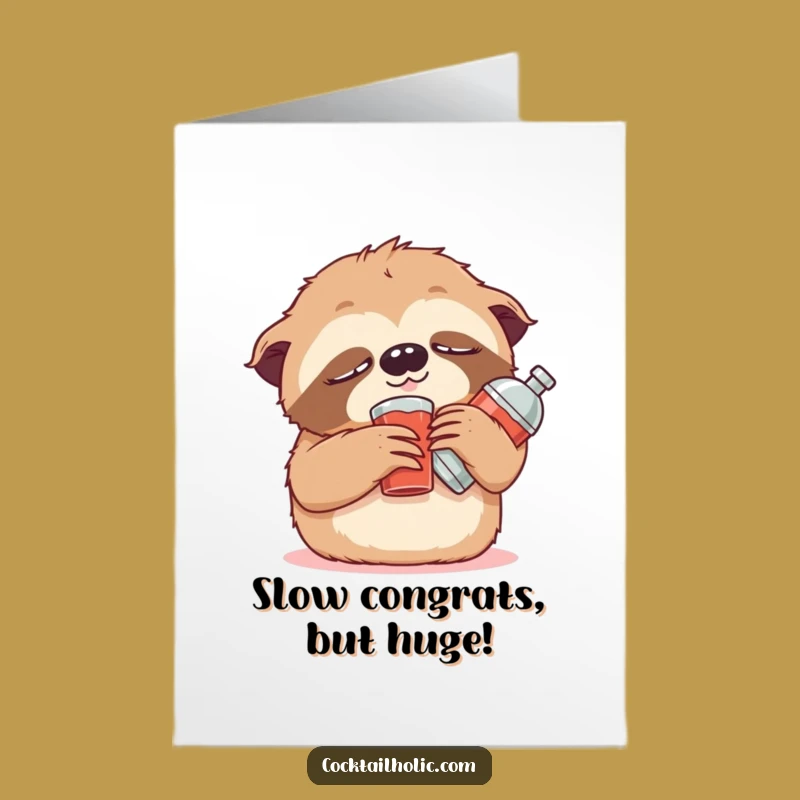 Relaxed Free Printable Congrats Card: Sloth Cheers Your Achievement!