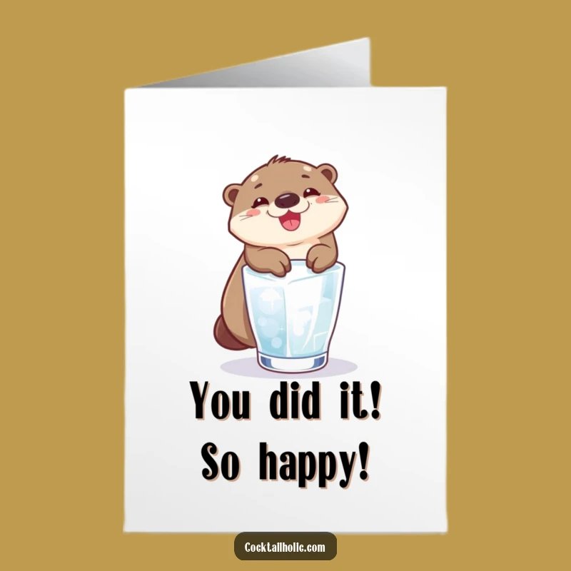 Free Printable Congrats Card: Otter Ice Slide - Cheerful Downloadable