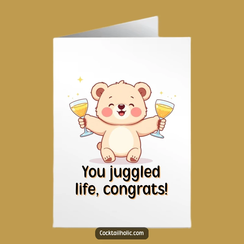 Free Printable Congratulations Card: Bear Juggler Downloadable Gift Cheers
