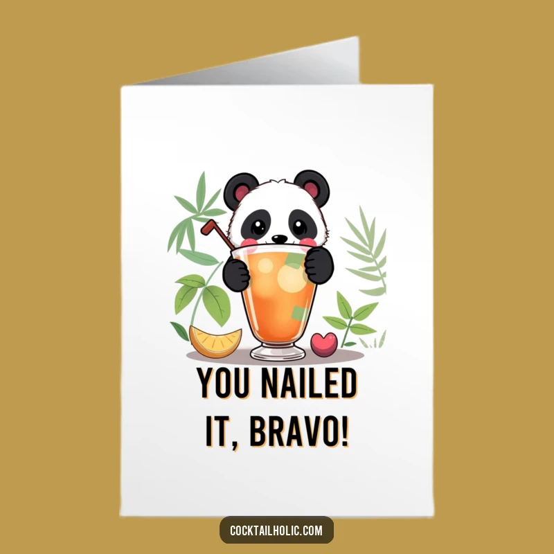 Free Printable Panda Congratulations Card: Celebrate Success with a Cocktail Toast