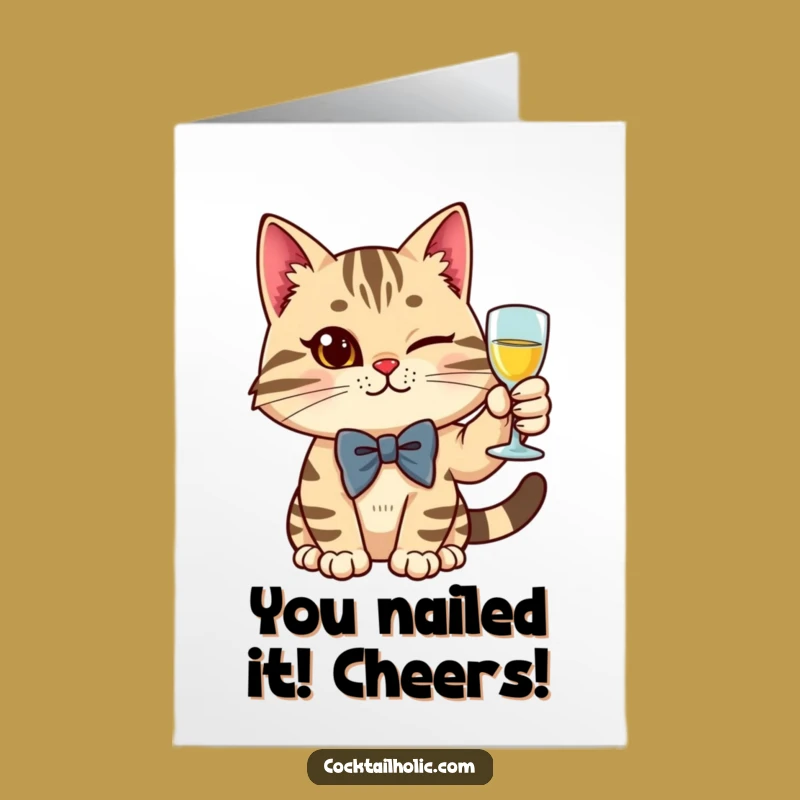 Free Printable Congrats Card: Dapper Cat Toast - Elegant Downloadable