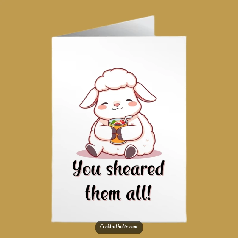 Free Printable Sheep Congratulations Card: Celebrate Serenity with a Fruity Toast