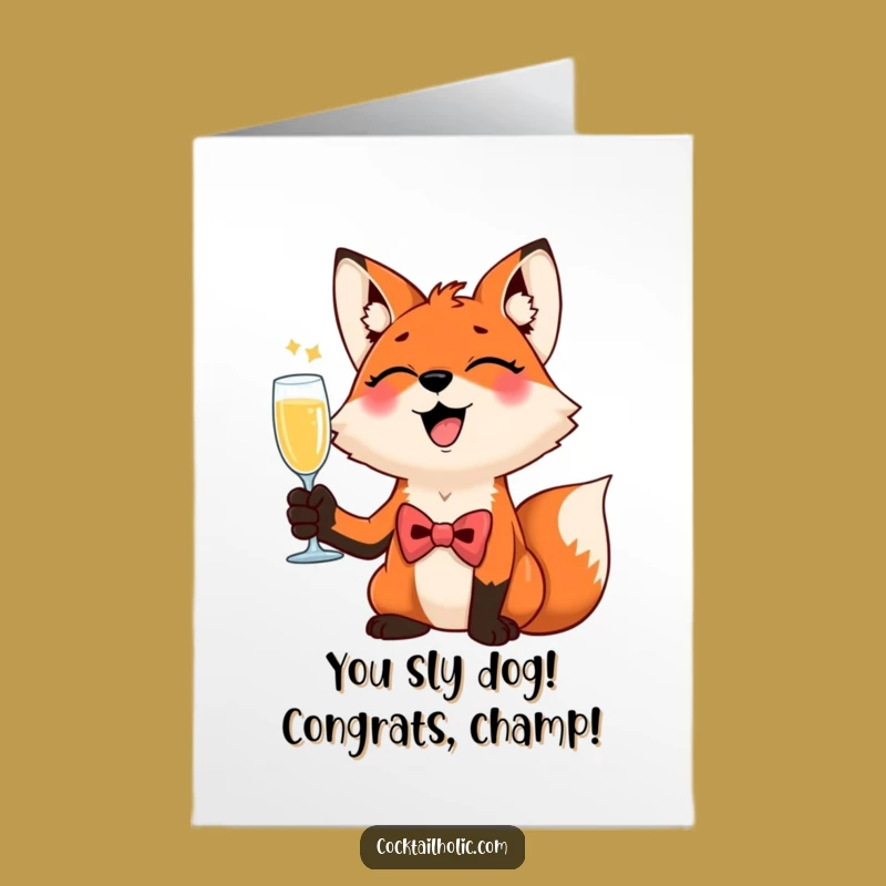 Free Printable Congrats Card: Giggling Fox Toast - Humorous Downloadable Celebration Gift