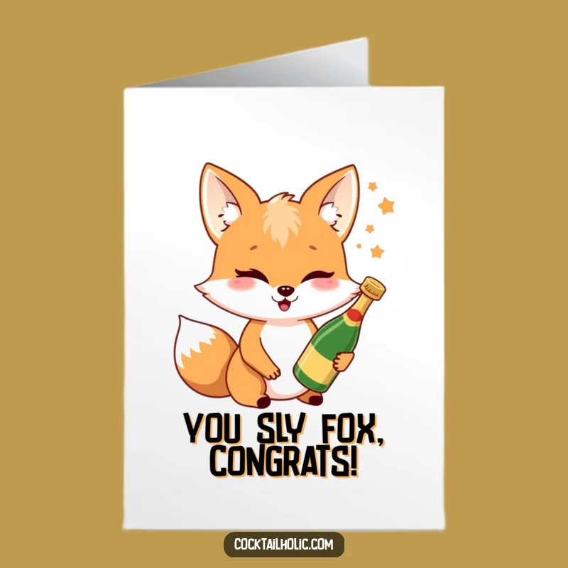 Free Printable Congrats Card: Winking Fox Cheers Downloadable Gift