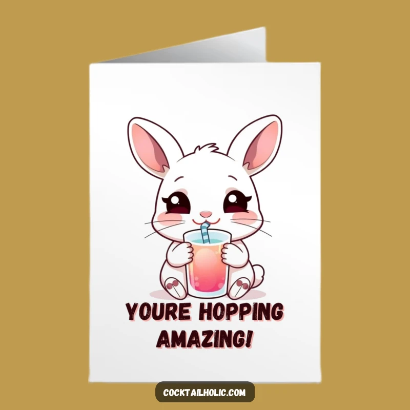 Free Printable Rabbit Congrats Card: Relaxed Sips Downloadable