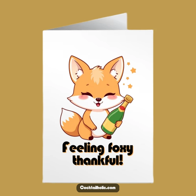 Free Printable Thank You Card: Winking Fox Champagne Thanks Downloadable Gift