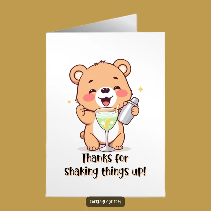 Free Printable Bear Shakes Thanks Card - Funny Downloadable Gratitude Gift