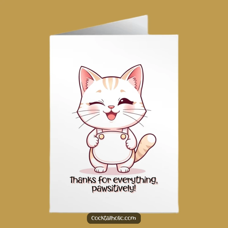 Free Printable Cat Bartender Thank You Card - Funny Downloadable Gratitude