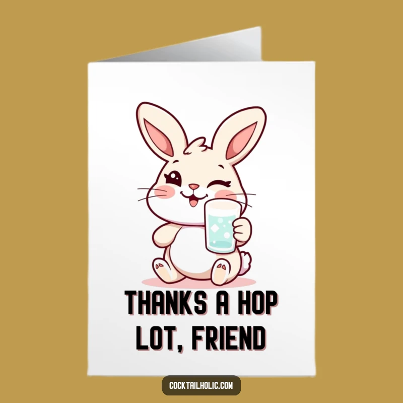 Free Printable Rabbit Thank You Card: Winking Thanks Downloadable Joy