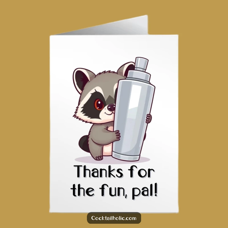 Free Printable Raccoon Thank You Card: Cocktail Thanks Downloadable