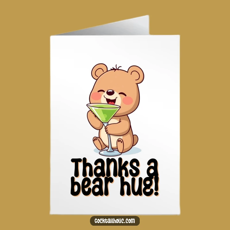 Free Printable Thank You Card: Adorable Bear Martini Thanks Downloadable Gift