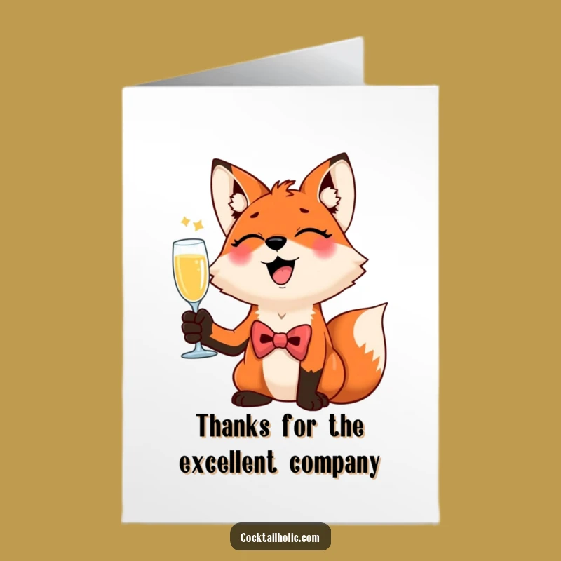 Free Printable Thank You Card: Giggling Fox Cheers - Humorous Thanks Downloadable Gift