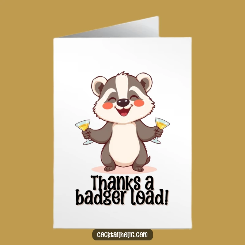Free Printable Thank You Card: Juggling Badger Thanks Downloadable Gift