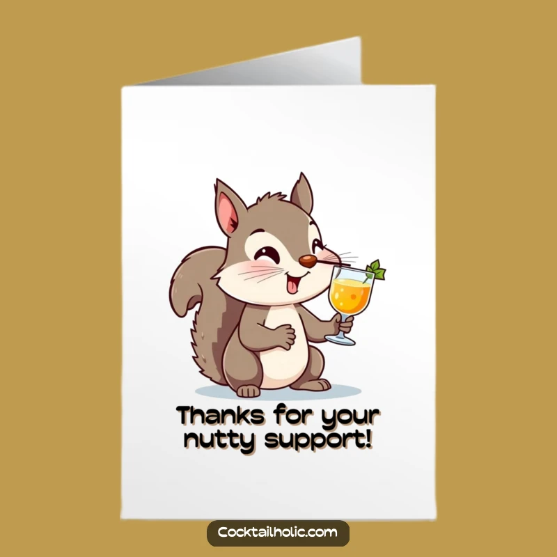 Free Printable Thank You Card: Squirrel's Cocktail Trick - Fun Downloadable Gift
