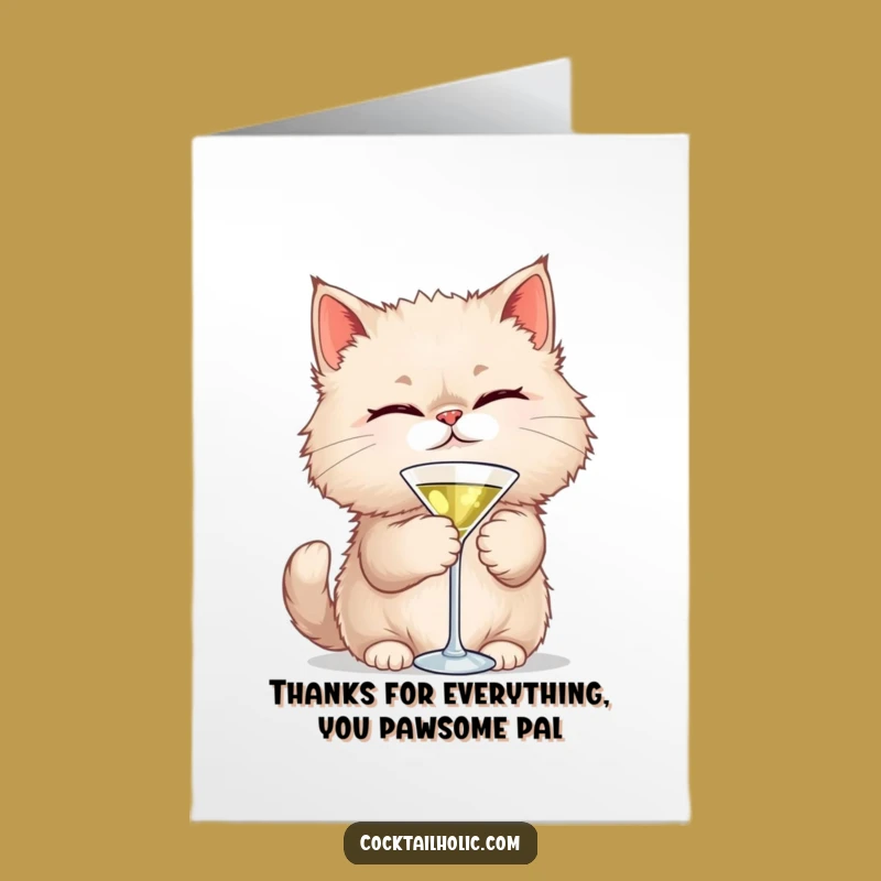 Free Printable Thank You Card: Winking Cat Cheers - Humorous Thanks Downloadable Gift