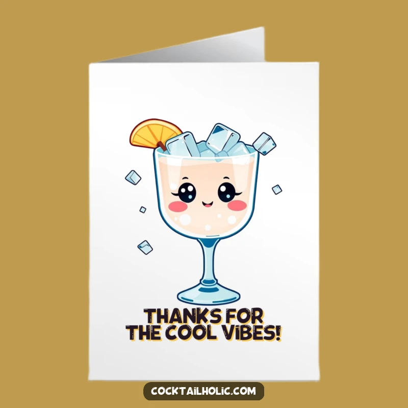 Free Printable Thanks Card: Kawaii Cocktail Juggling Ice Cubes Gift