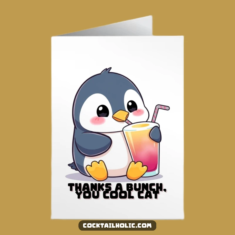 Free Printable Thank You Card: Penguin's Cheers - Cool Downloadable Gift
