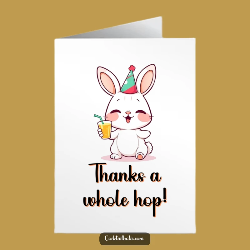 Free Printable Thank You Card: Giggling Bunny Thanks Downloadable Gift