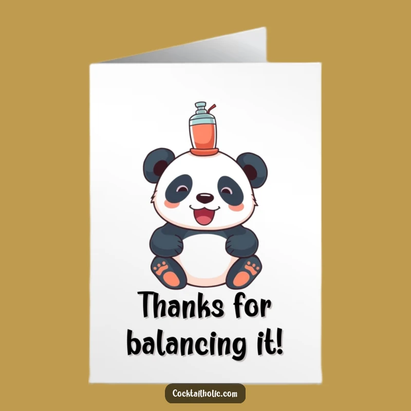 Free Printable Thank You Card: Panda Cocktail Shaker Funny Downloadable Gift