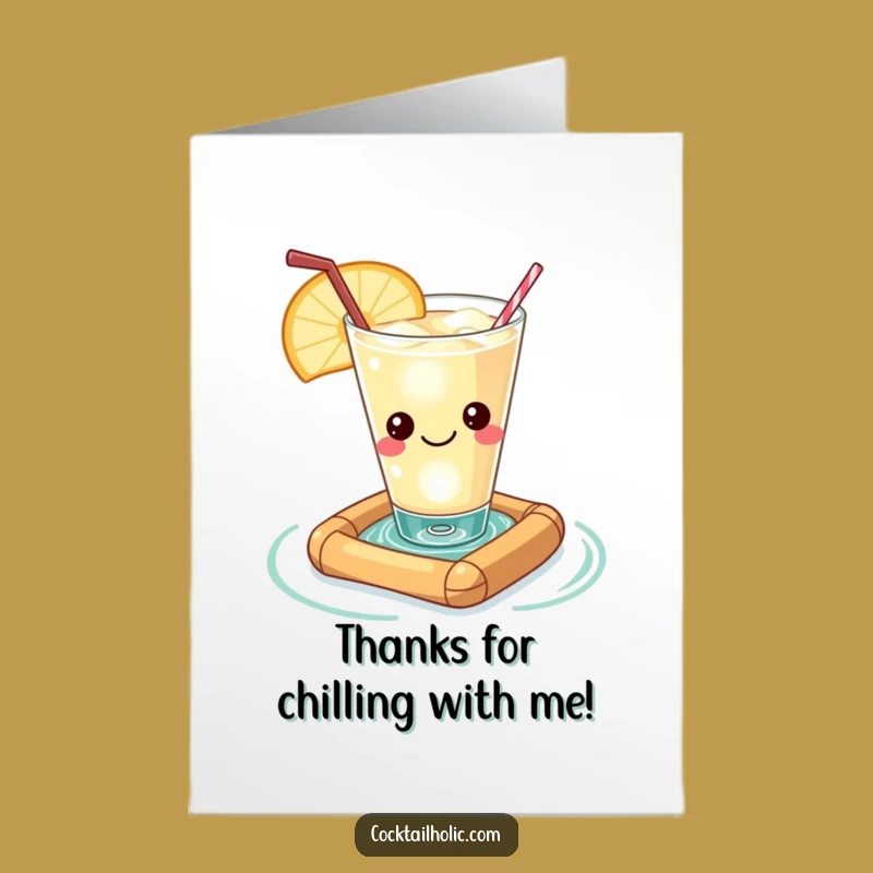 Hilarious Thank You Card: Kawaii Cocktail Raft Relaxation - Free Printable