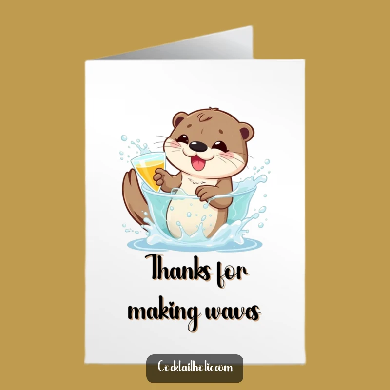 Free Printable Otter Thank You Card: Splashy Thanks Downloadable Gratitude