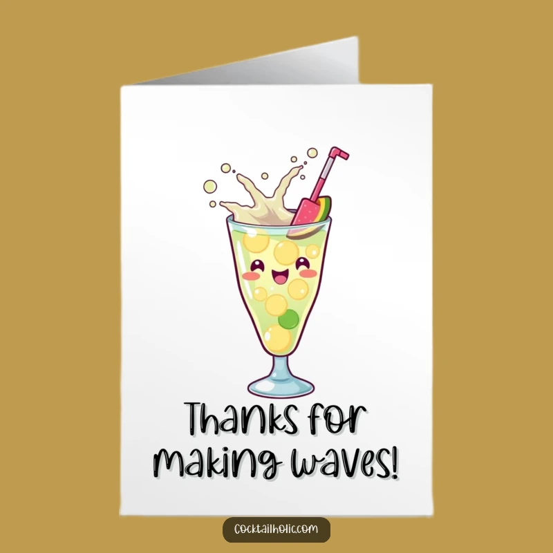 Hilarious Thank You Card: Kawaii Cocktail Splash of Thanks - Free Printable