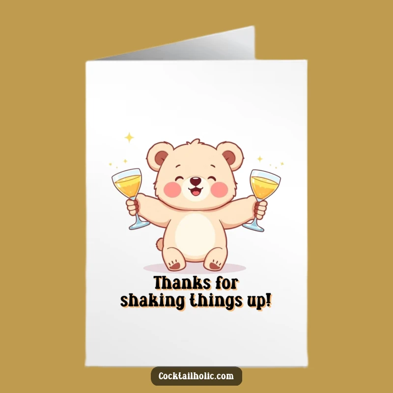Free Printable Thank You Card: Cocktail Bear Downloadable Gift