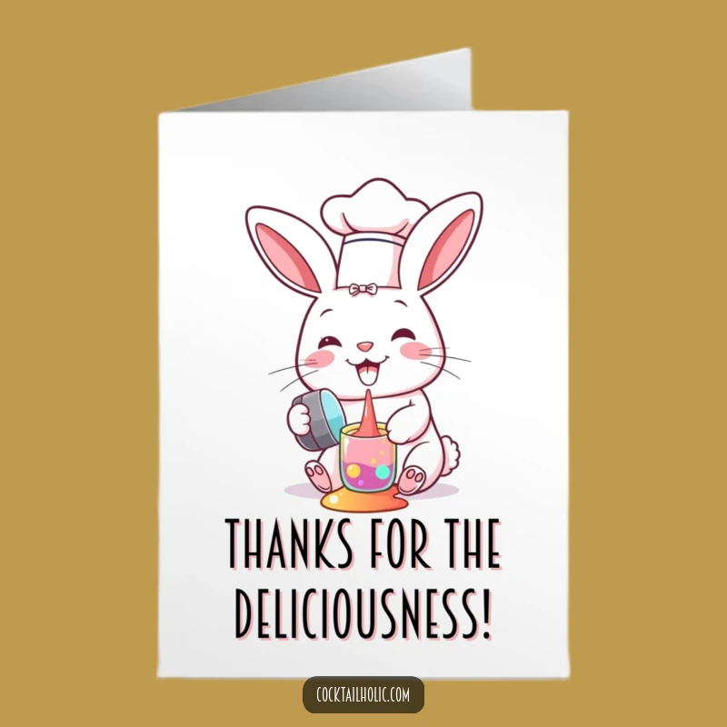 Free Printable Thank You Card: Clumsy Chef Bunny, Funny Download