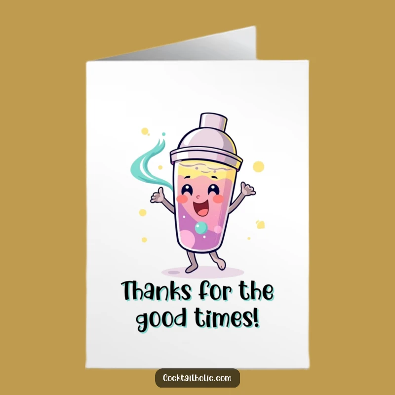 Free Printable Thank You Card: Dancing Cocktail Shaker, Funny Downloadable Gift