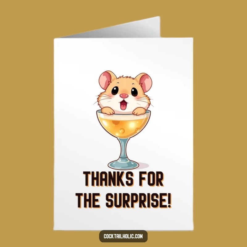 Free Printable Thank You Card: Hamster Cocktail Glass Funny Downloadable Gift